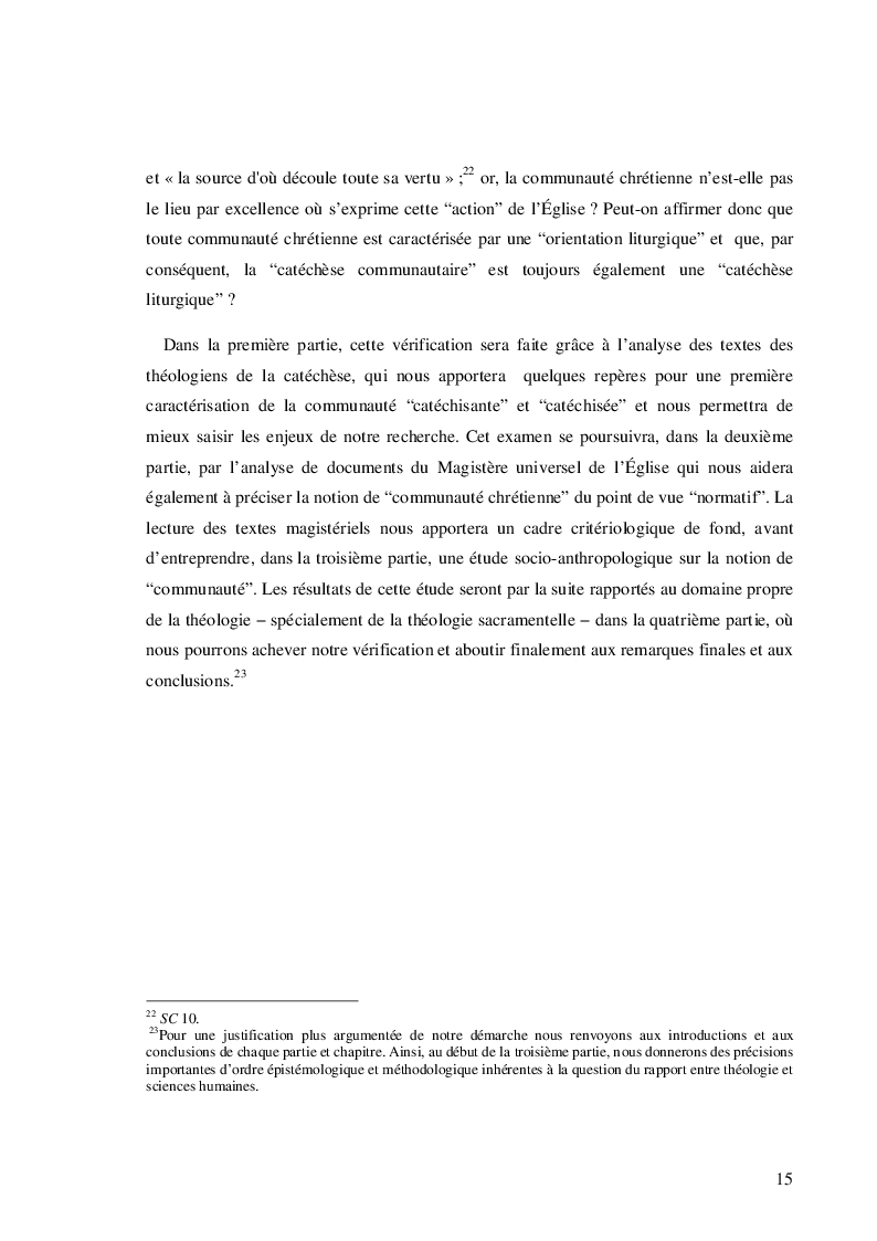 Estratto dalla tesi: Catéchèse et communauté (Catechesi e comunità)