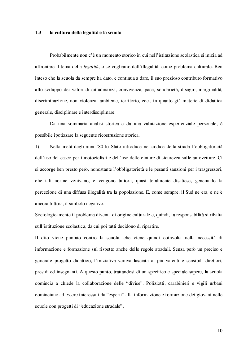 Estratto dalla tesi: La Cultura della Legalità nella didattica scolastica. Il Contributo delle Forze dell'Ordine. L'esperienza realizzata nelle scuole di Portici