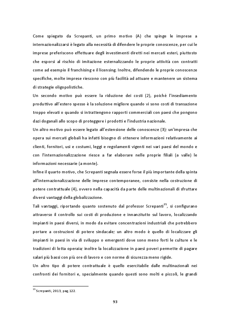 Estratto dalla tesi: Le imprese multinazionali: i soggetti che dominano l'economia mondiale