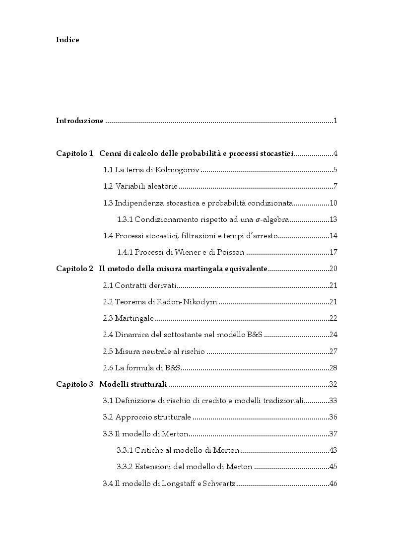 Indice della tesi: Introduzione alla valutazione del rischio di credito: il ruolo dell'informazione, Pagina 1