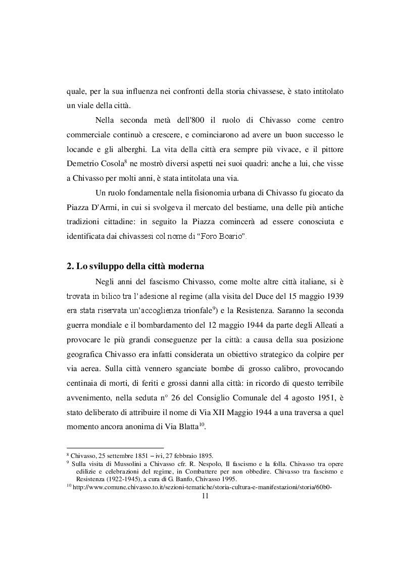 Estratto dalla tesi: Mutamenti nell'odonimia di Chivasso dal secondo Dopoguerra agli anni Ottanta