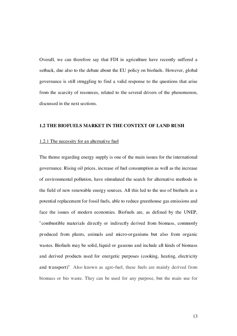 Estratto dalla tesi: The International Land Market: Development Opportunity or Neo-Colonialism?