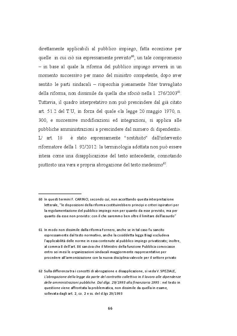Estratto dalla tesi: Il licenziamento per giustificato motivo oggettivo nel pubblico impiego privatizzato