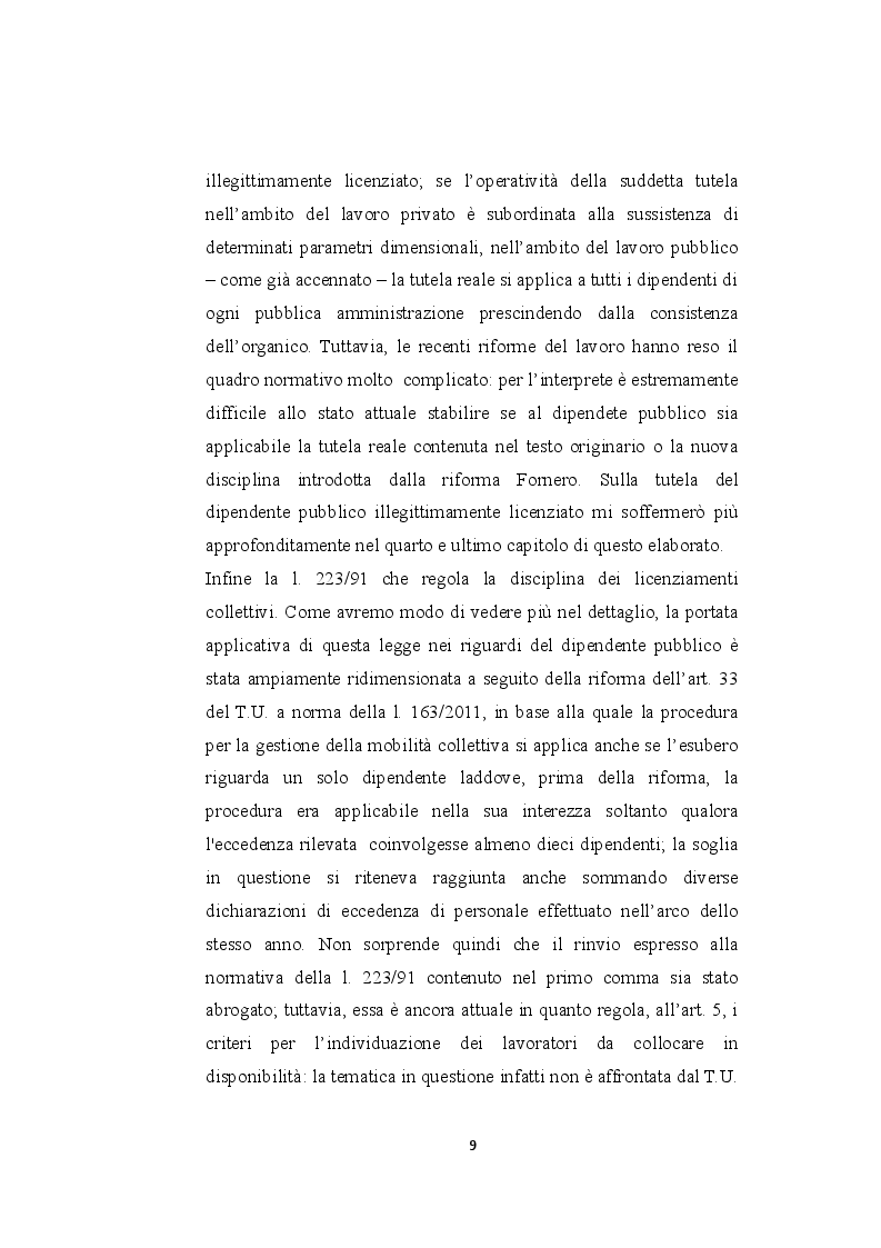 Anteprima della tesi: Il licenziamento per giustificato motivo oggettivo nel pubblico impiego privatizzato, Pagina 4