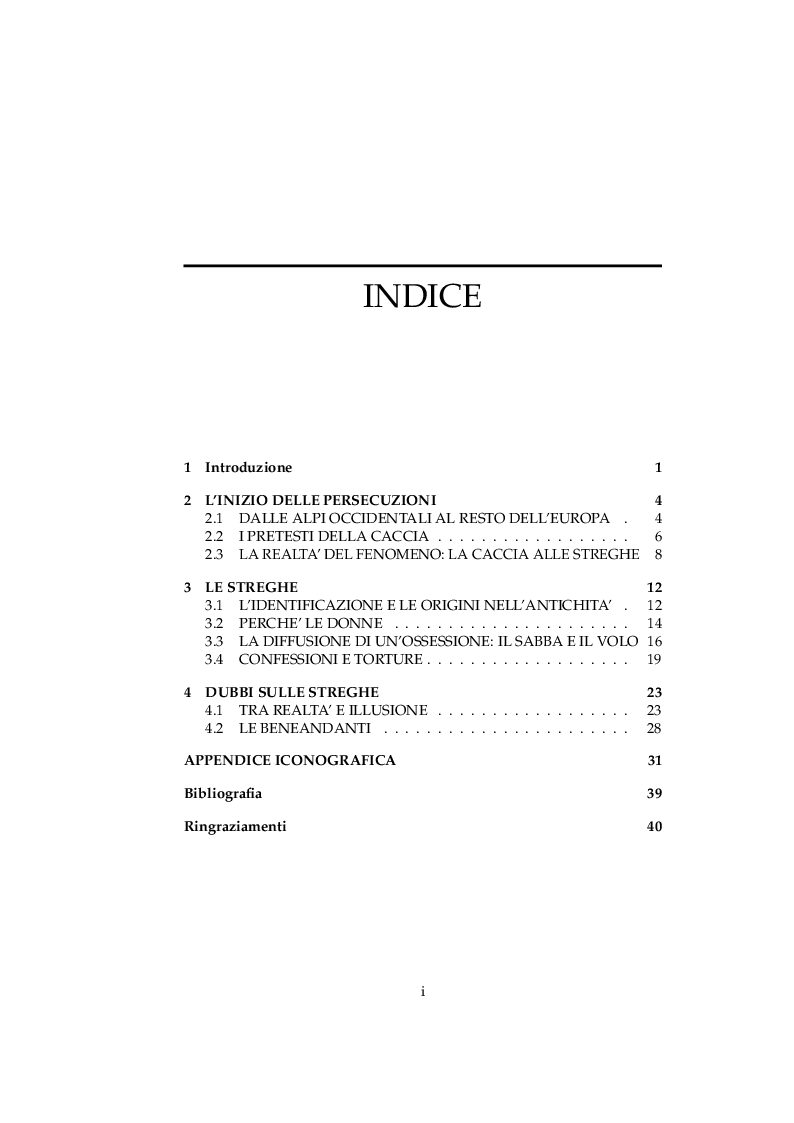 Indice della tesi: La stregoneria nell'Europa del Rinascimento, Pagina 1