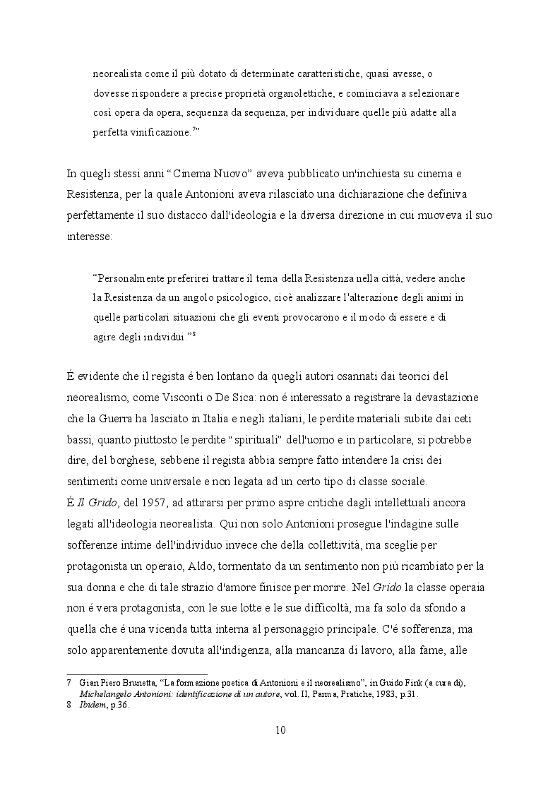 Estratto dalla tesi: La ricezione critica della "Trilogia dell'incomunicabilità" di Michelangelo Antonioni