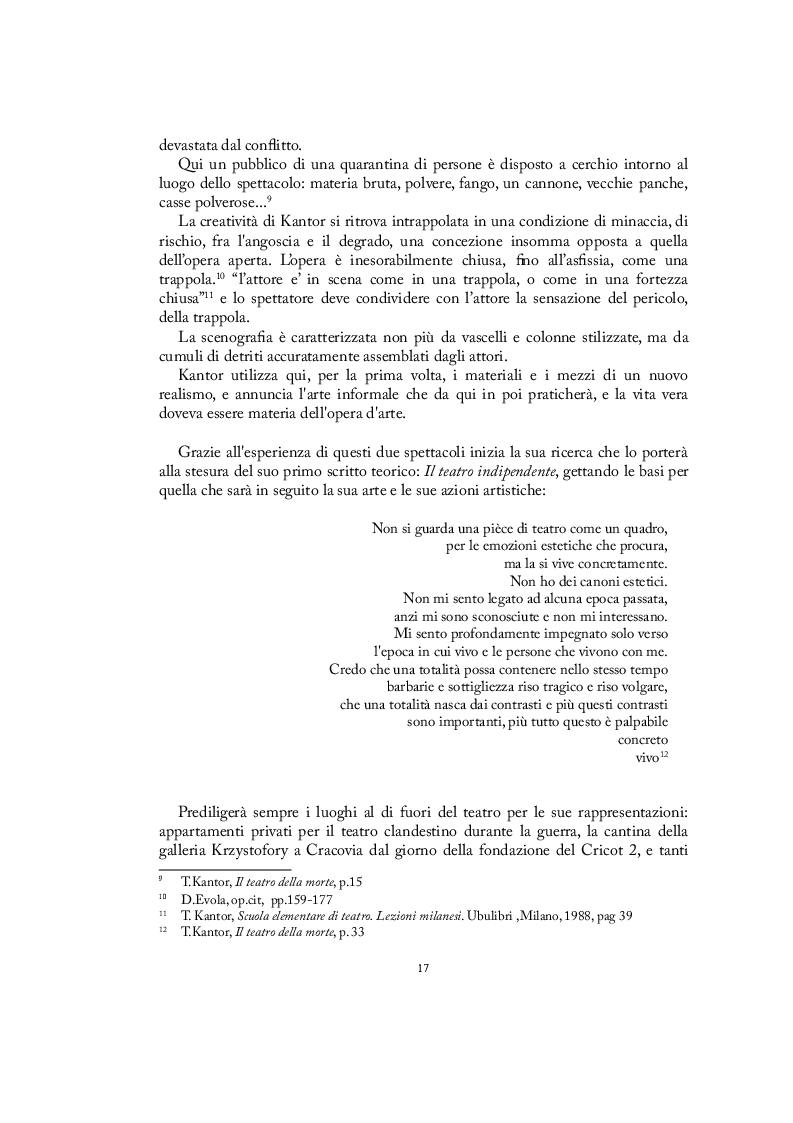Estratto dalla tesi: La ricerca estetica nello spazio di Tadeusz Kantor