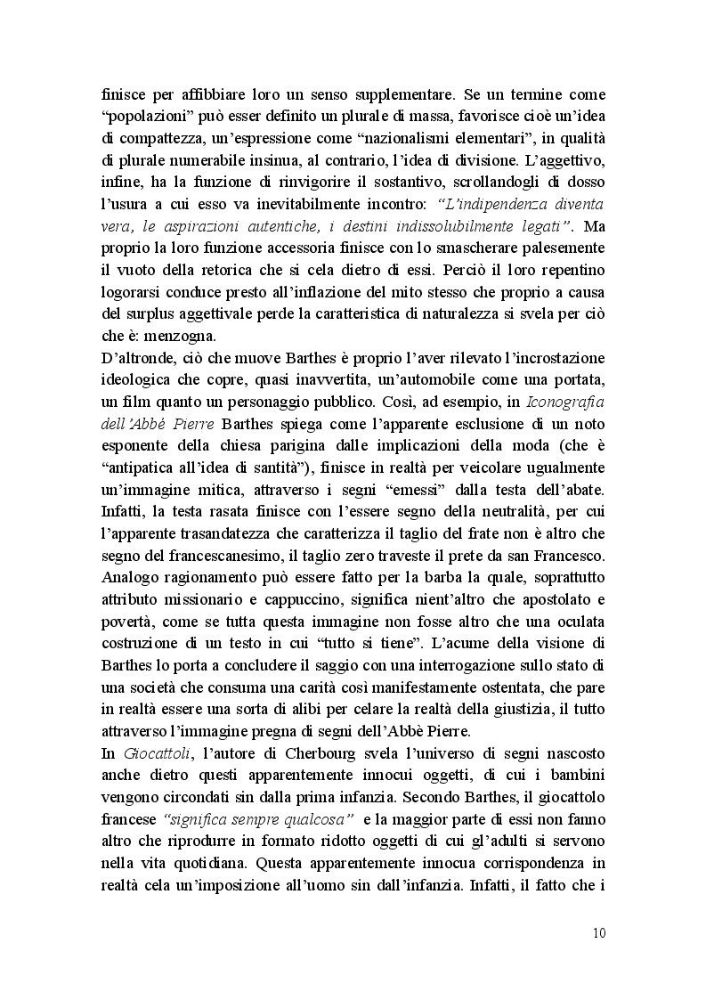 Estratto dalla tesi: Roland Barthes: Miti d'oggi
