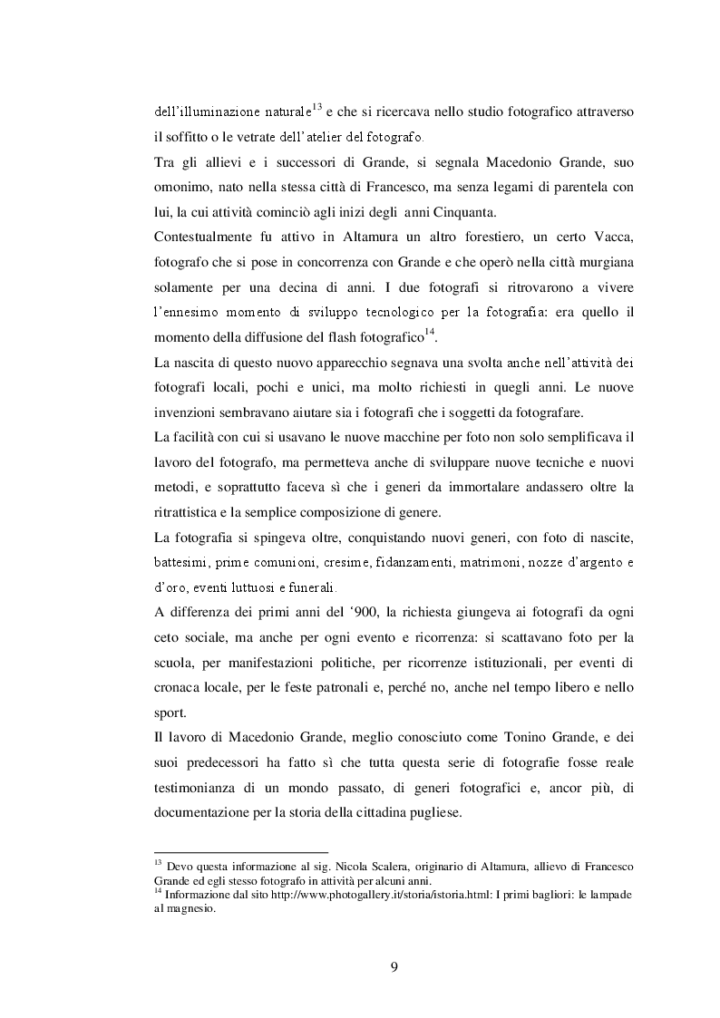 Estratto dalla tesi: Fotografia e Ciclo della vita. Un'indagine ad Altamura