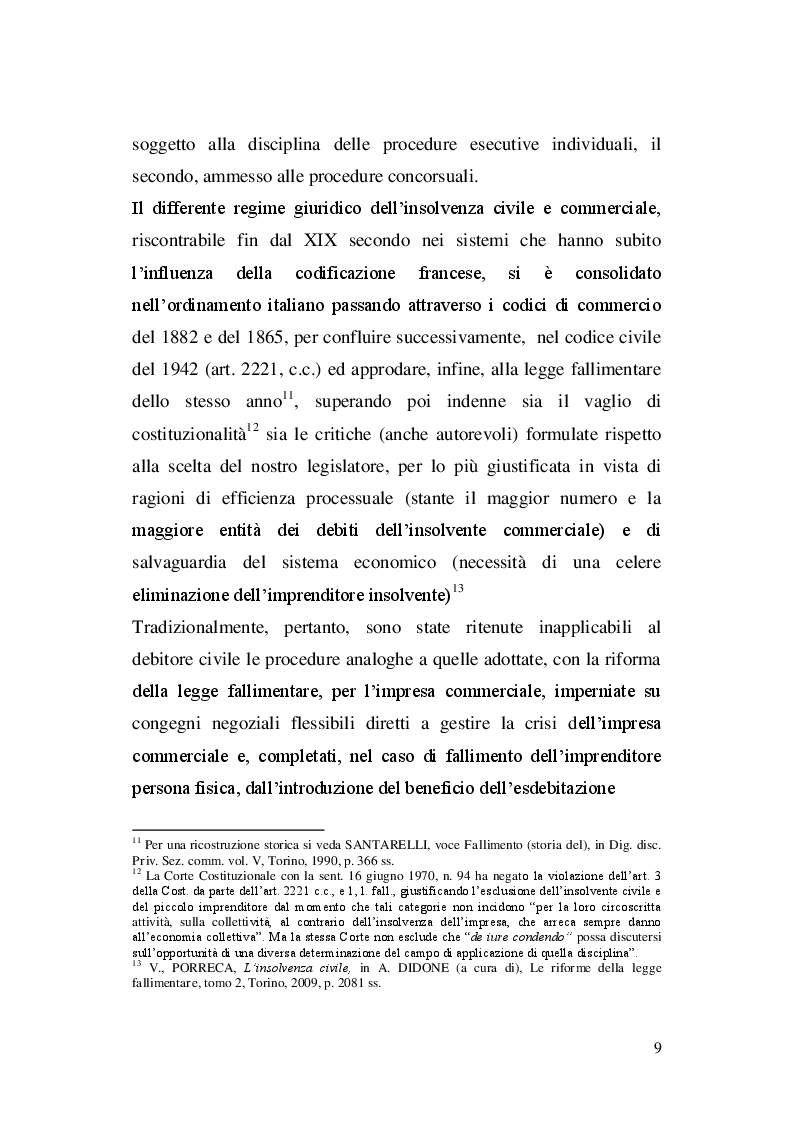 Estratto dalla tesi: La disciplina dell'insolvenza civile: profili di diritto interno e comparato.