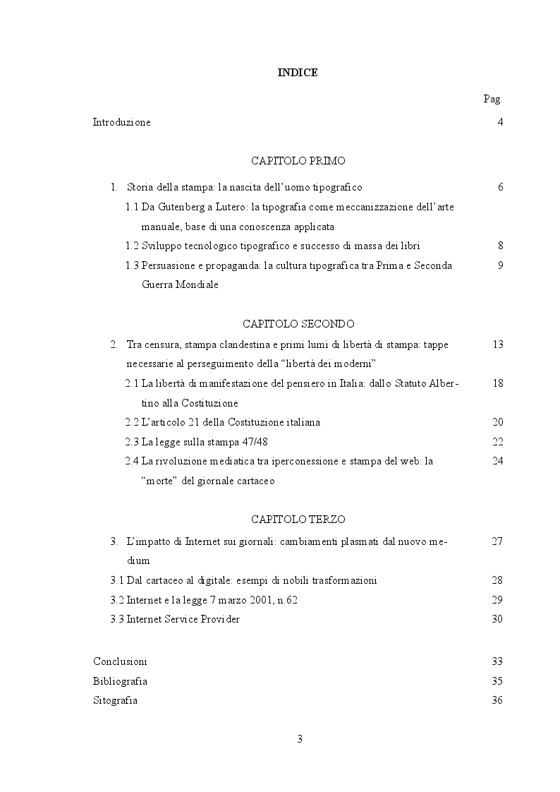 Indice della tesi: La morte del giornale cartaceo, Pagina 1