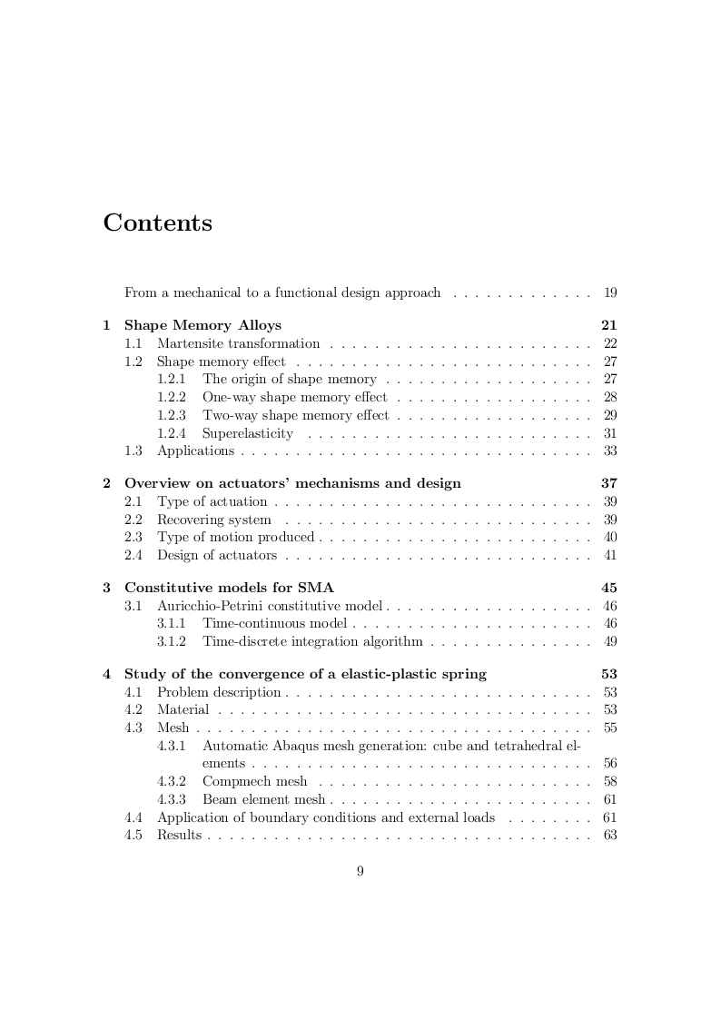 Indice della tesi: Design and rapid prototyping of a SMA based actuator, Pagina 1