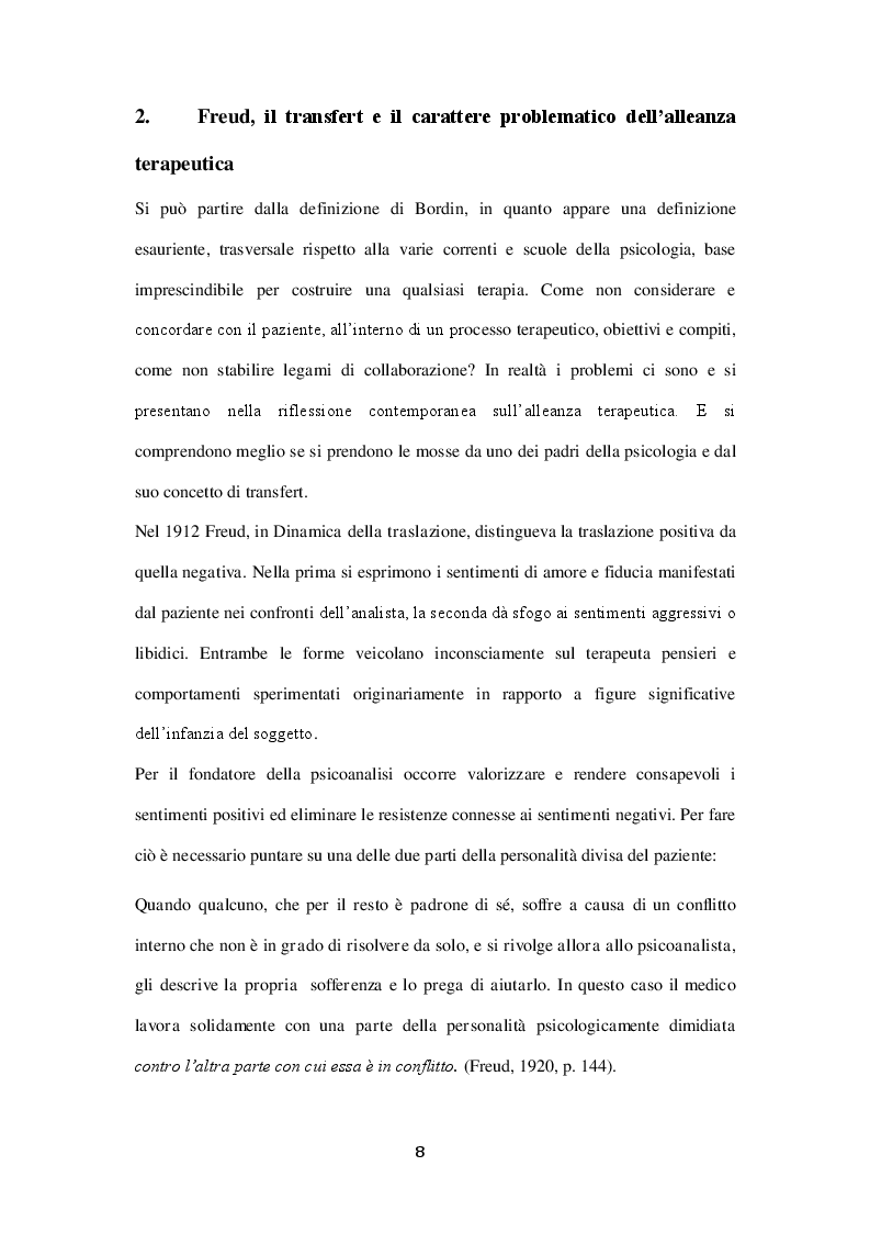 Estratto dalla tesi: Teoria e Metodi per l'Indagine dell'Alleanza Terapeutica