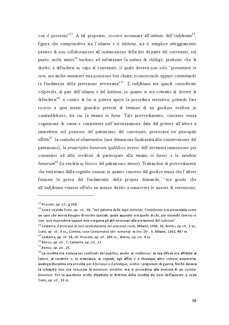 Estratto dalla tesi: Il doppio volto della contumacia nel processo civile (ficta contestatio e ficta confessio)
