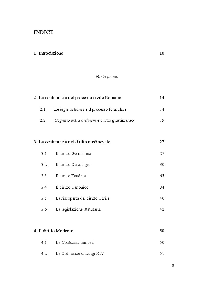 Indice della tesi: Il doppio volto della contumacia nel processo civile (ficta contestatio e ficta confessio), Pagina 1