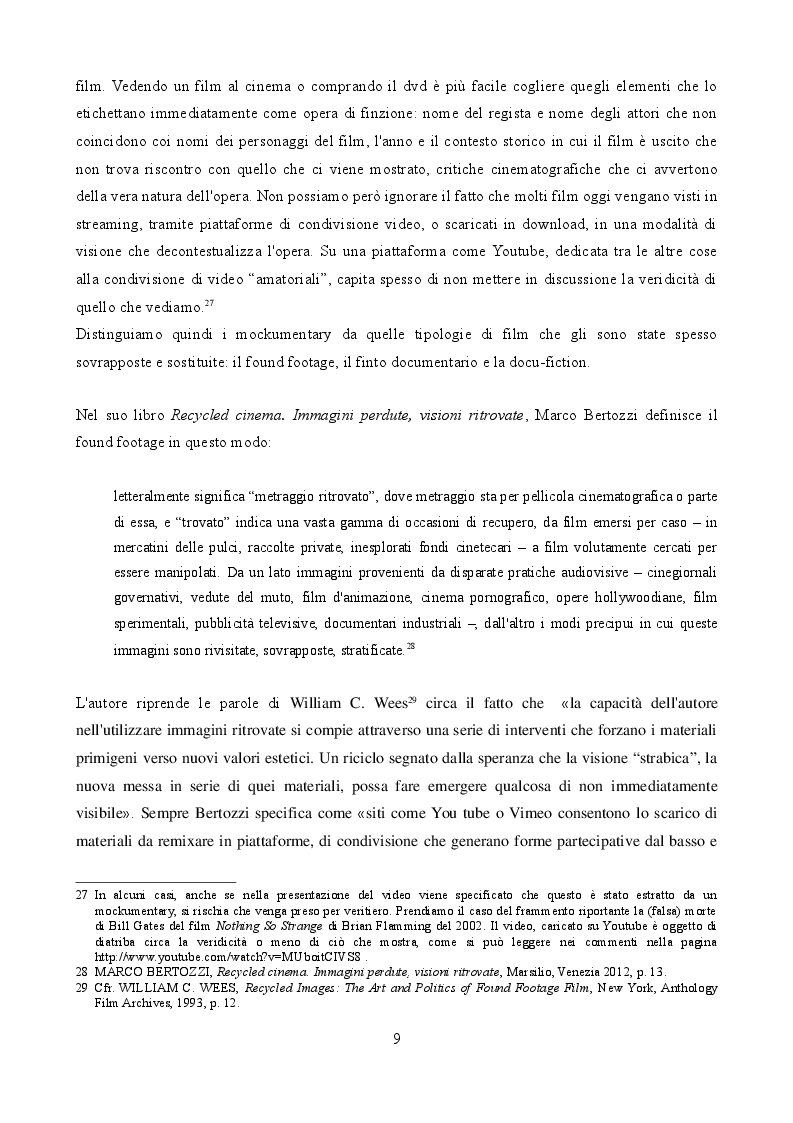 Estratto dalla tesi: Il mockumentary, per una definizione tra generi e nazionalità