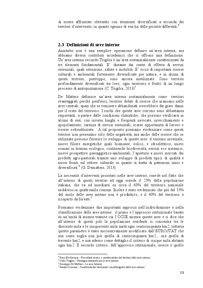Estratto dalla tesi: Aree interne & caso Sulcis