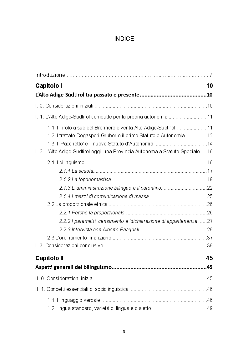 Indice della tesi: L'essenza dell'integrazione in Alto Adige-Südtirol. Un'indagine tra le famiglie mistilingui di Appiano., Pagina 1