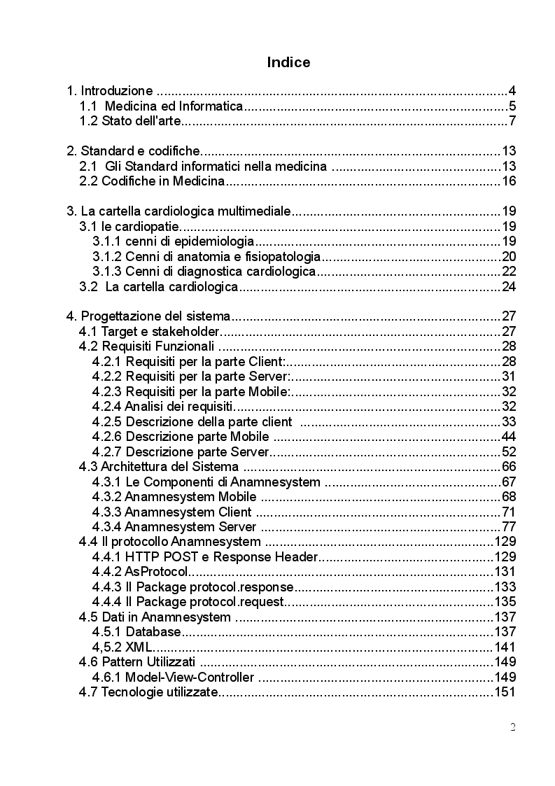 Indice della tesi: Il paziente al centro dell'assistenza: un approccio digitale, Pagina 1