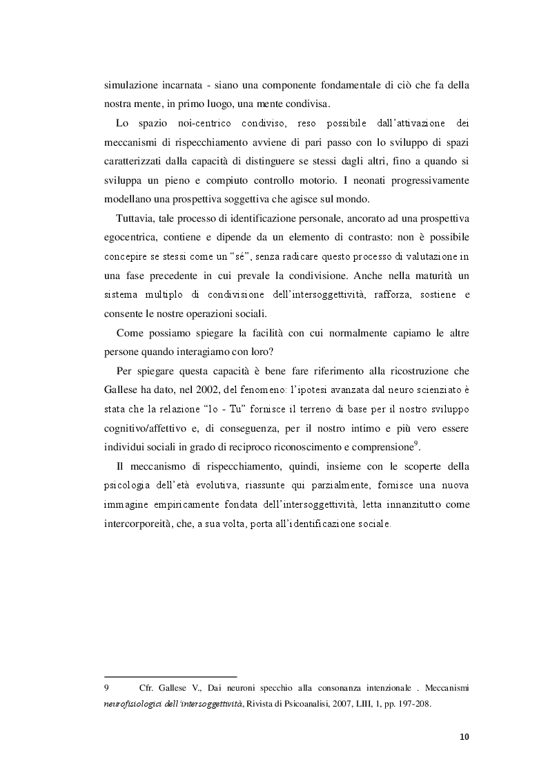 Estratto dalla tesi: Il processo imitativo tra desiderio, rispecchiamento ed empatia