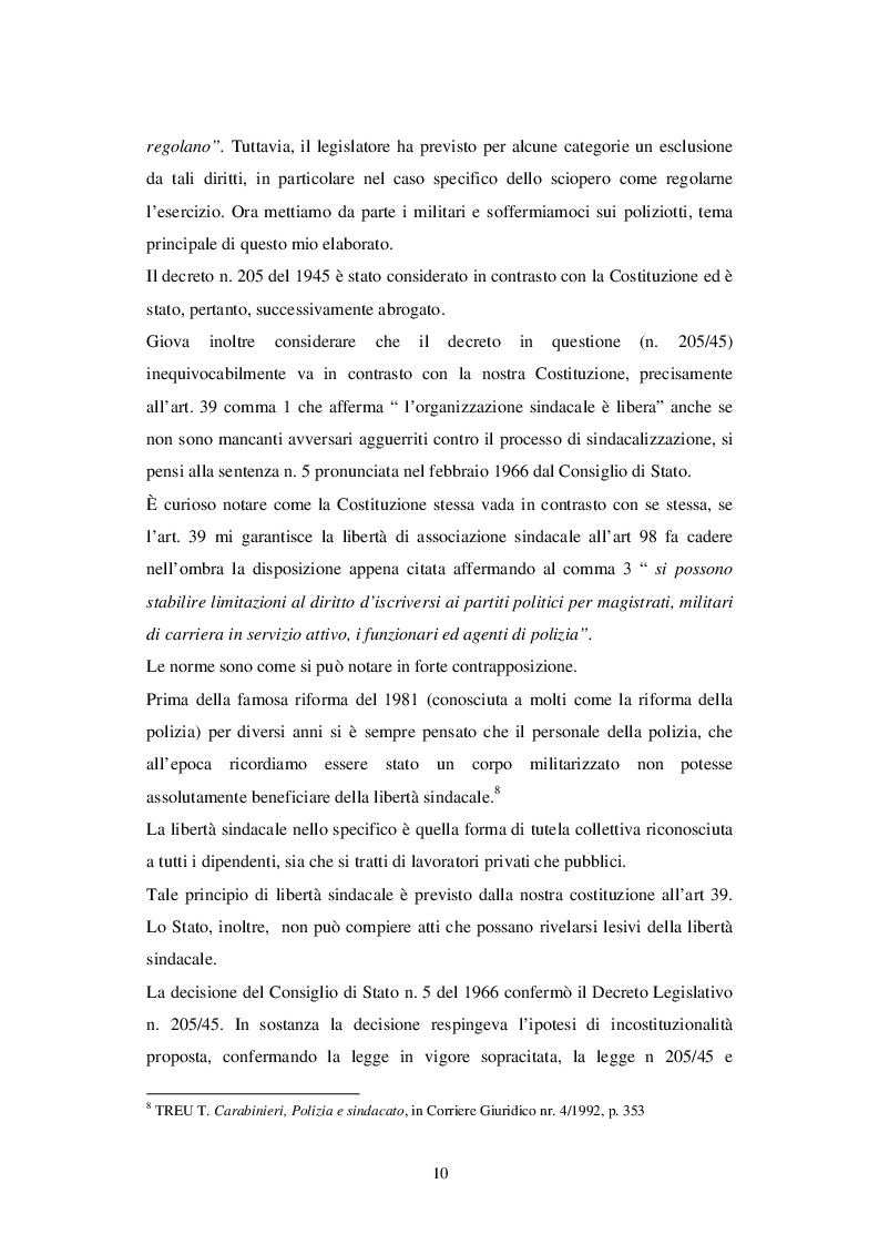 Estratto dalla tesi: Il sindacato nella Polizia di Stato: dal riconoscimento legislativo alle più recenti riforme