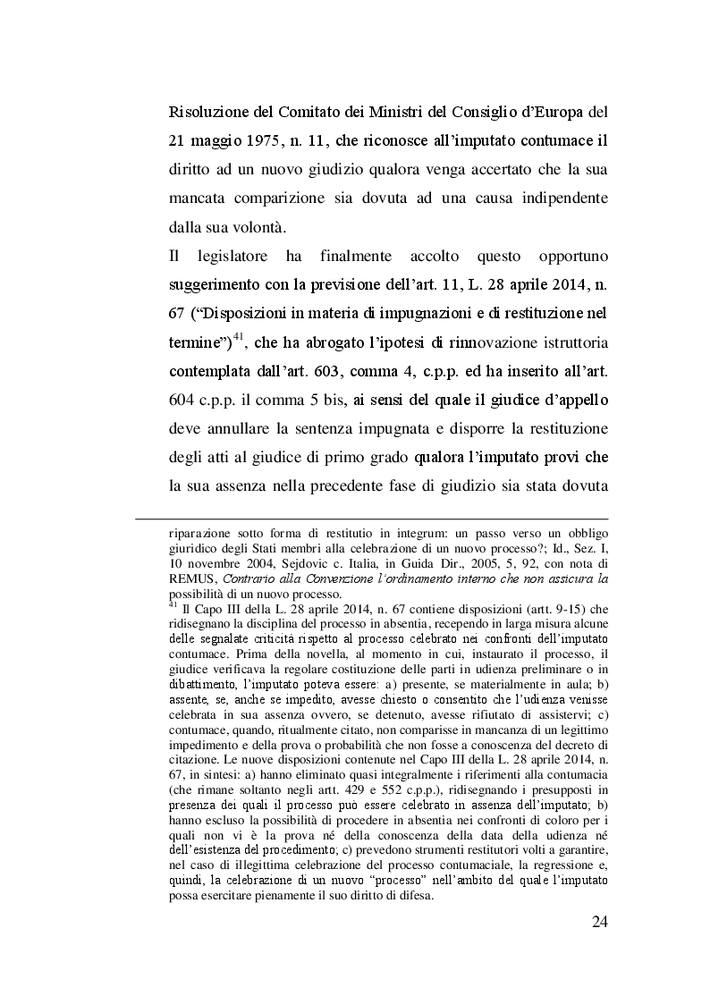 Estratto dalla tesi: La rinnovazione dell'istruttoria dibattimentale nel giudizio di appello
