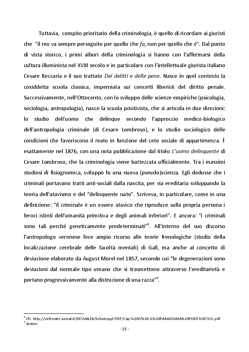 Estratto dalla tesi: Devianza e Società: dalla criminologia alla sociologia