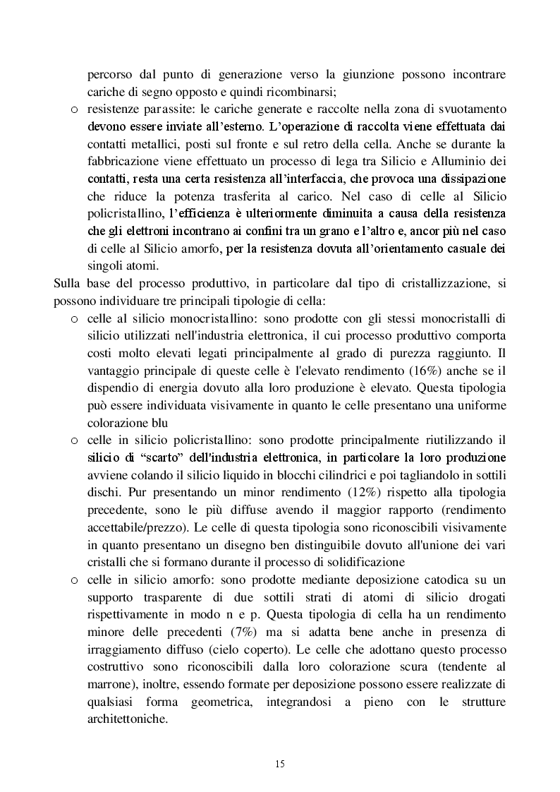 Estratto dalla tesi: Analisi delle problematiche elettrotermiche e tecnologiche nella progettazione efficiente di impianti fotovoltaici