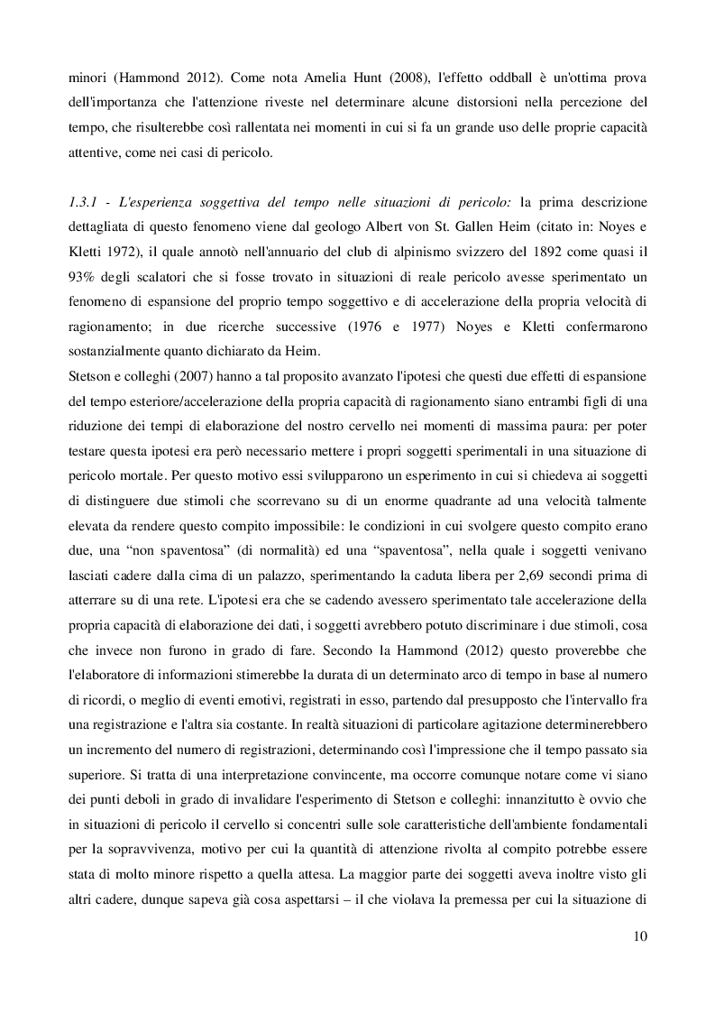 Estratto dalla tesi: La percezione del tempo: basi neurali e teorie cognitive