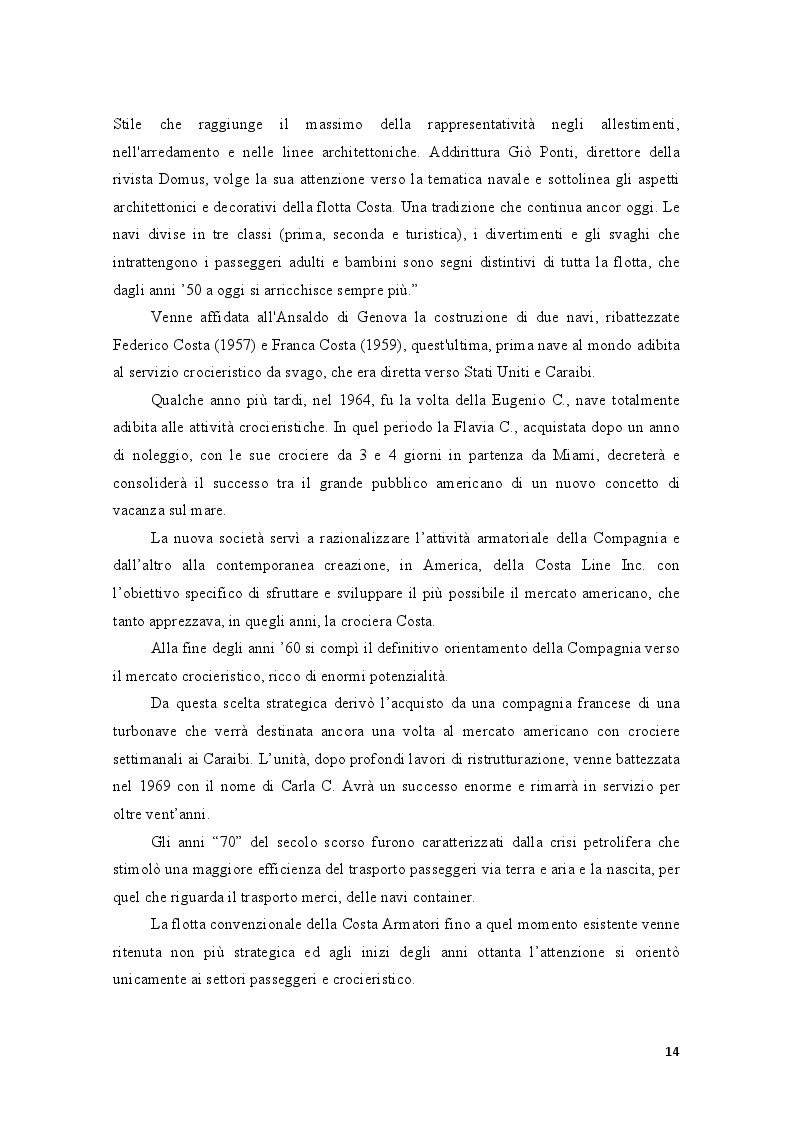 Estratto dalla tesi: Analisi economico-finanziaria: il caso Costa Crociere