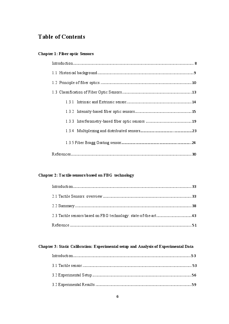 Indice della tesi: Static Calibration of a Force sensor based on Fiber Bragg Technology, Pagina 1