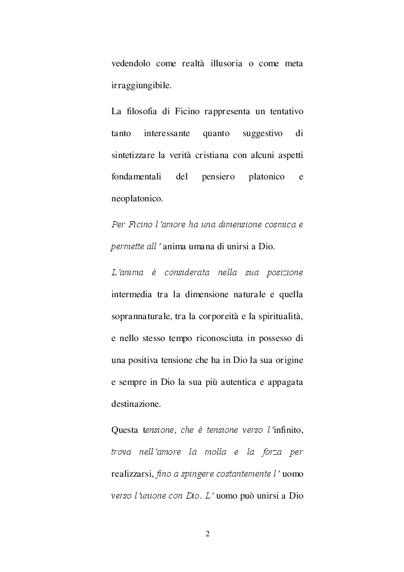 Anteprima della tesi: Ricostruzione critico-culturale della dottrina dell'amore come formulata da Ficino in studi di lingua francese: A.J.Festugiére e Marcel Raymond, Pagina 3