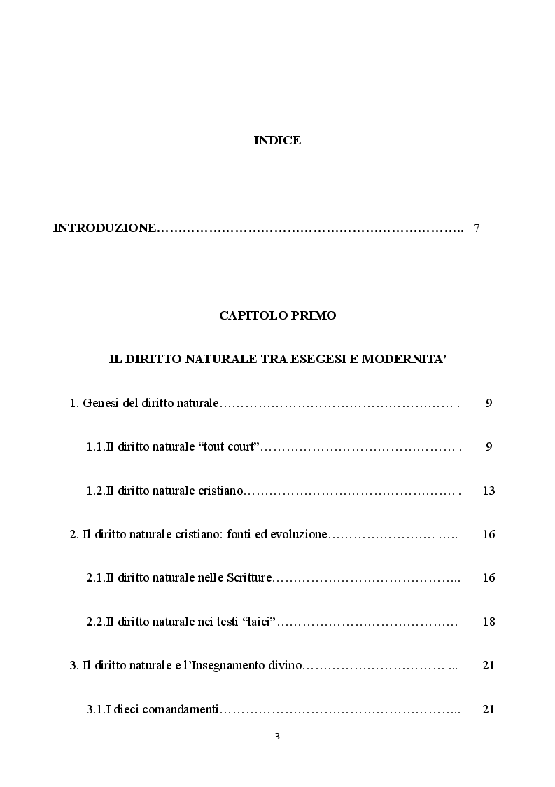 Indice della tesi: Il diritto naturale cristiano. La dottrina di San Paolo, Pagina 1