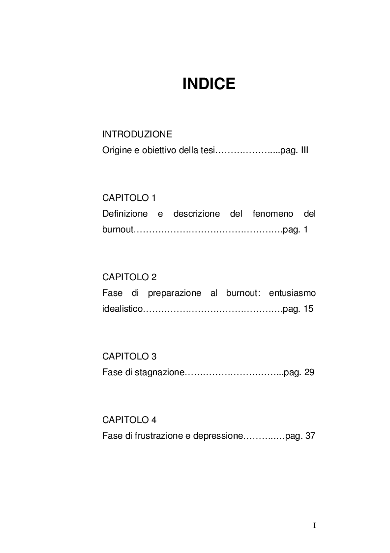 Indice della tesi: Quando curare te fa male a me, Pagina 1