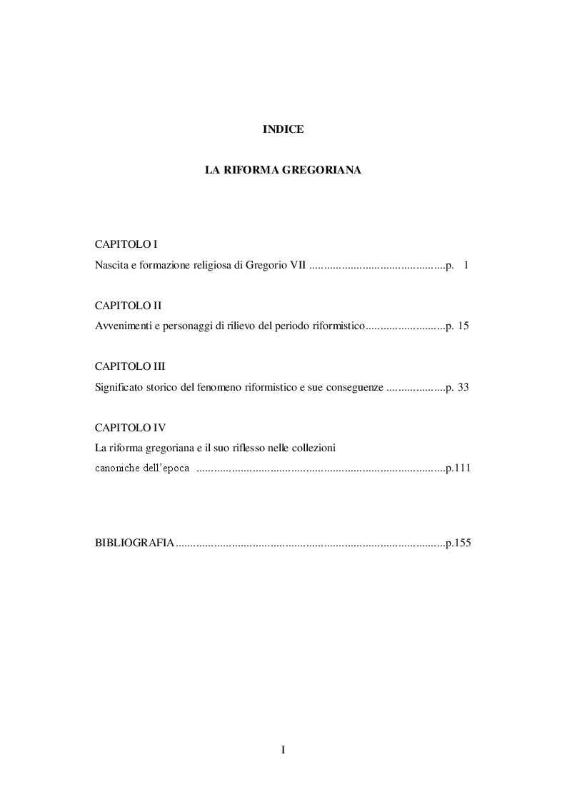 Indice della tesi: La Riforma Gregoriana, Pagina 1