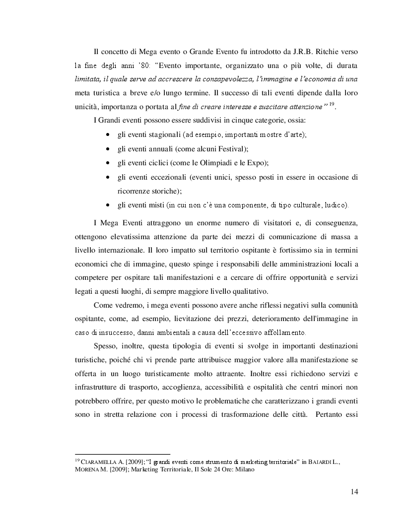 Estratto dalla tesi: Il ruolo degli eventi nella strategia di sviluppo territoriale. Il caso Milano Expo 2015