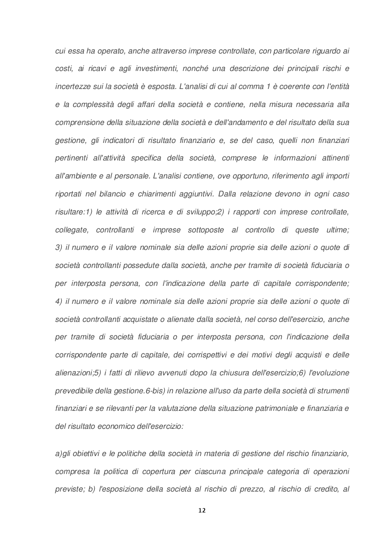 Estratto dalla tesi: La relazione sulla Gestione nella prassi contabile nazionale ed internazionale