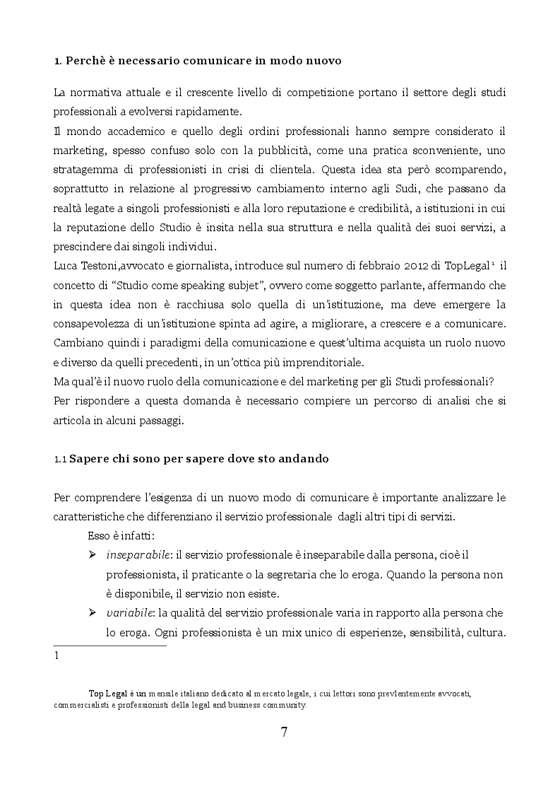 Estratto dalla tesi: Nuove strategie di comunicazione per gli studi professionali