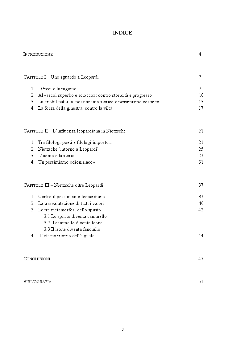Indice della tesi: Come la ginestra divenne fanciullo. L'influenza leopardiana e il suo superamento nell'opera di Nietzsche., Pagina 1