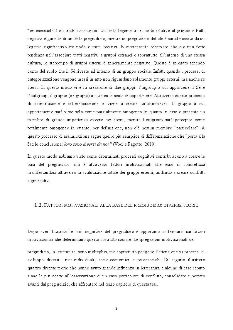 Estratto dalla tesi: Il pregiudizio all'interno del conflitto intergruppi