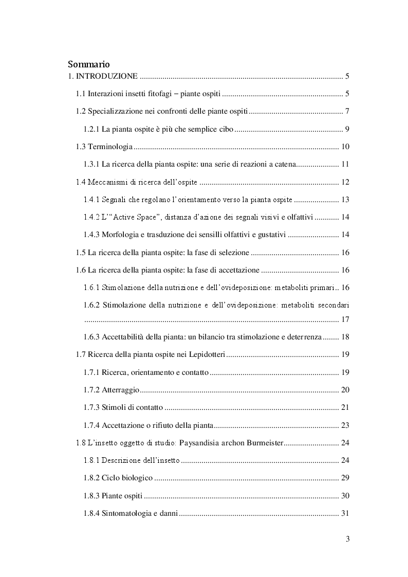 Indice della tesi: Preferenza di ovideposizione in Paysandisia archon (Lepidoptera, Castniidae), Pagina 1