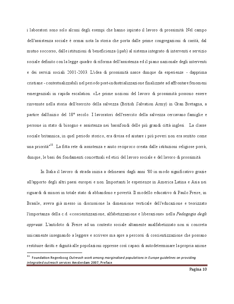 Estratto dalla tesi: La via dell'empowerment in servizi di outreach e prossimità