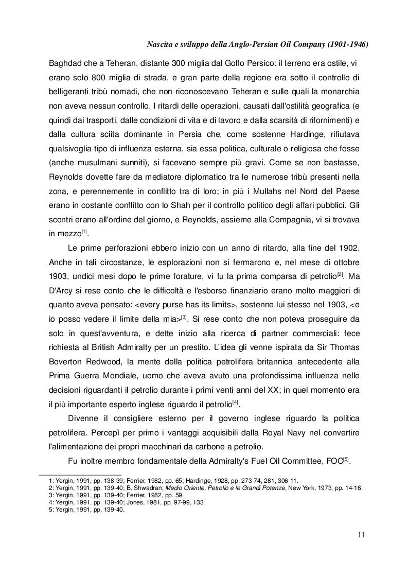 Estratto dalla tesi: Nascita e sviluppo della Anglo-Persian Oil Company