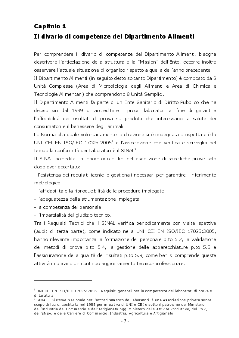 Anteprima della tesi: I Bisogni Formativi del Personale del Dipartimento Alimenti dell’Istituto Zooprofilattico della Sicilia, Pagina 5