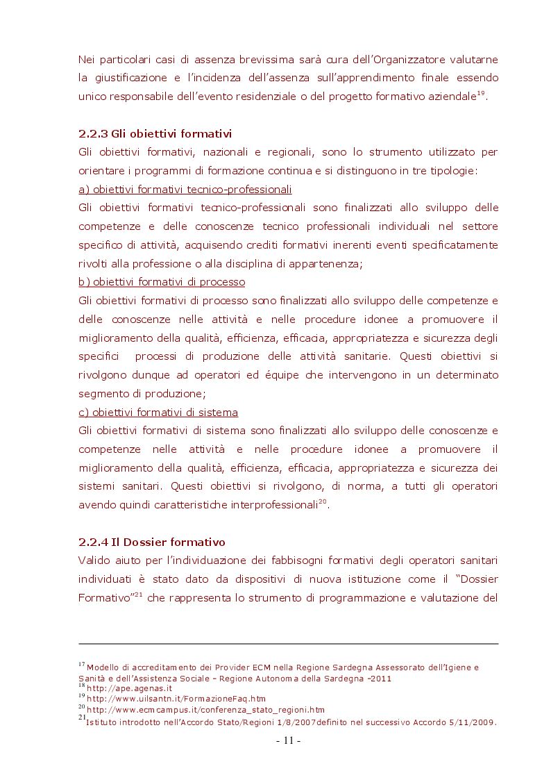 Estratto dalla tesi: Progettazione di un percorso formativo con il Nuovo Sistema di Formazione Continua in Medicina