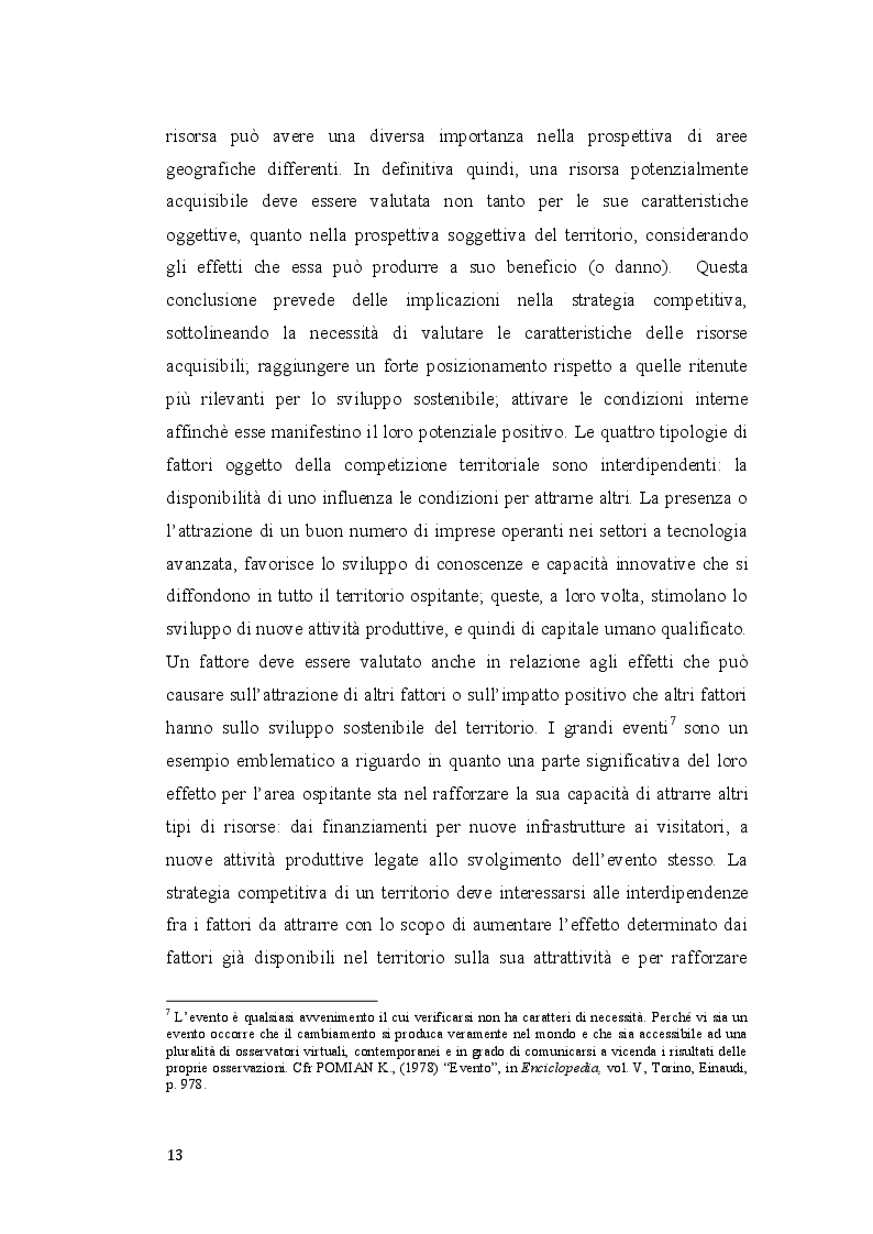 Estratto dalla tesi: Il ruolo dei grandi eventi nella valorizzazione dell'offerta locale