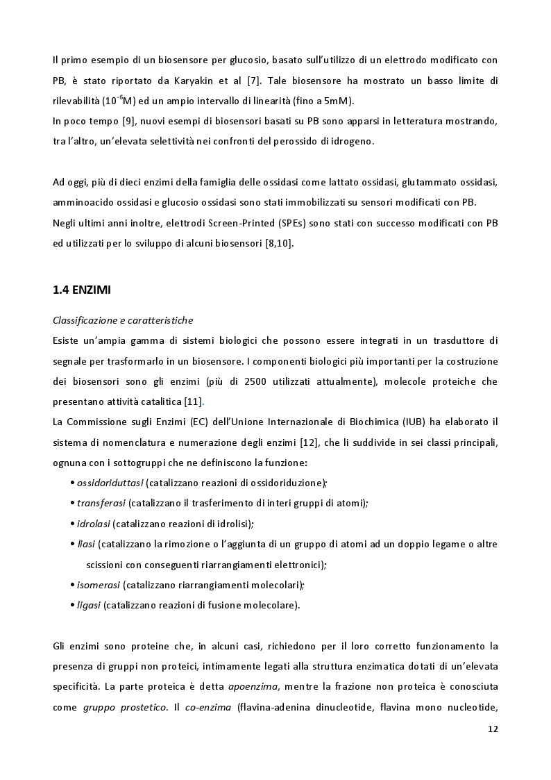 Estratto dalla tesi: Studio di Biosensori Elettrochimici basati su immobilizzazione enzimatica in SOL/GEL