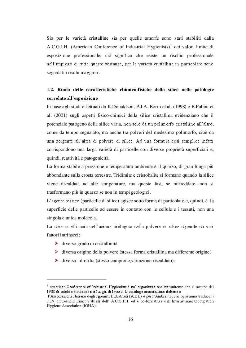 Estratto dalla tesi: La silice tra rischio chimico e cancerogeno: interventi di prevenzione in un'azienda ceramica