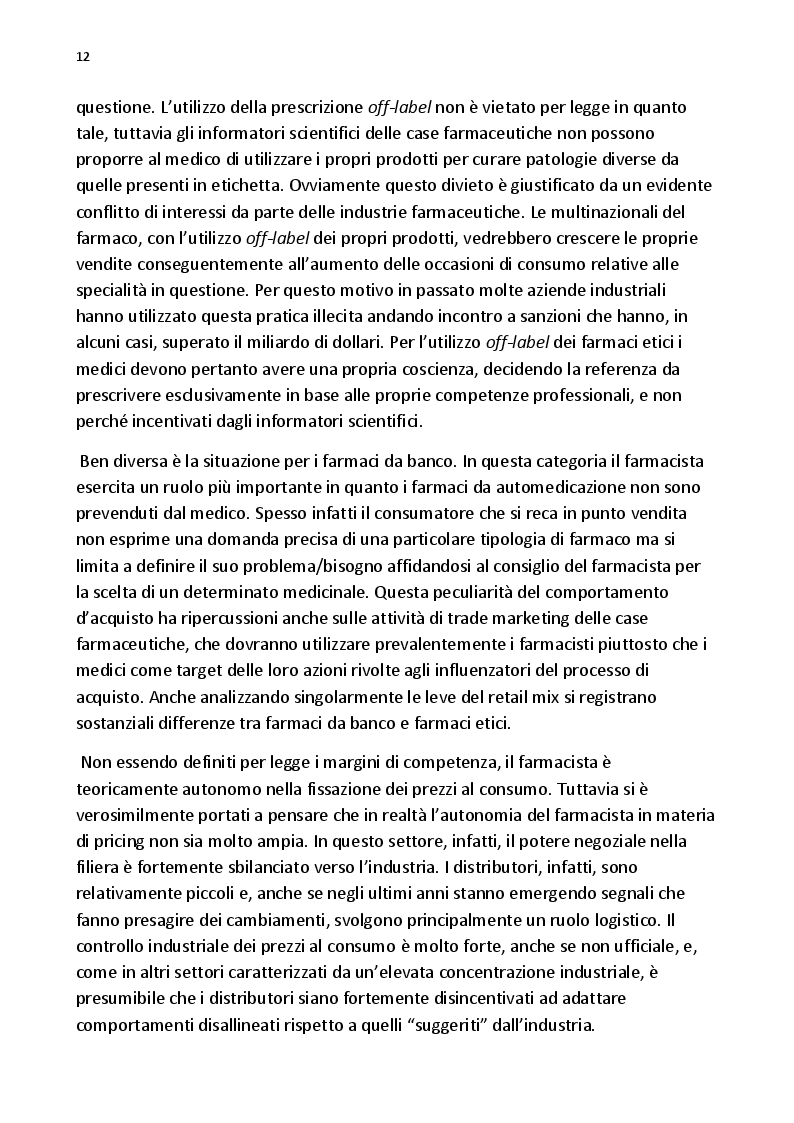 Estratto dalla tesi: L'impatto dei farmaci generici sul canale farmacia