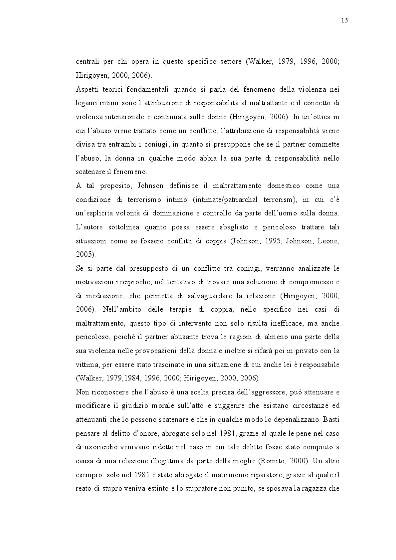Estratto dalla tesi: La violenza nei legami intimi: analisi della letteratura sul fenomeno della violenza domestica